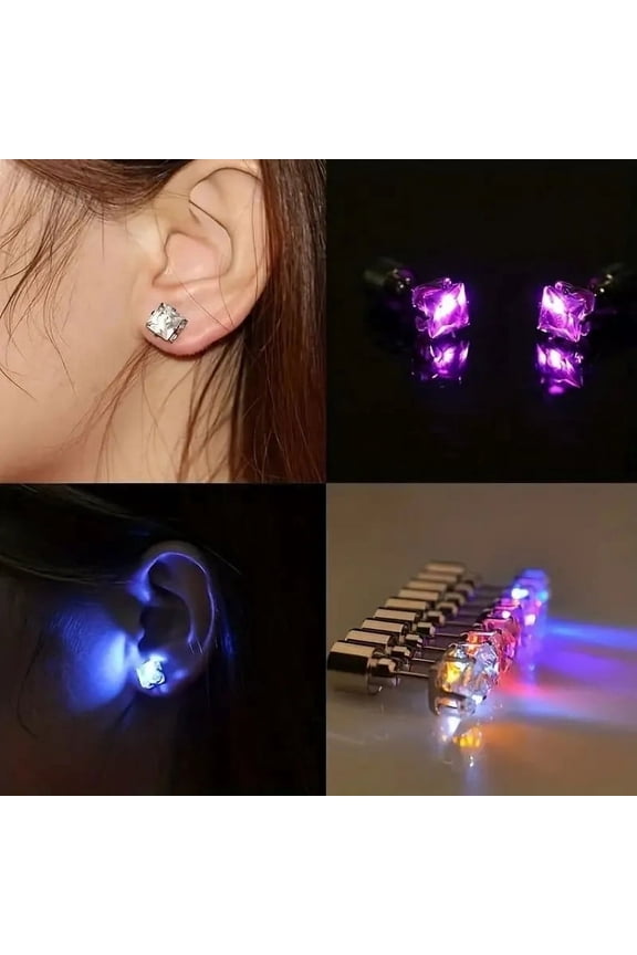 LED Diamond Luminous Earrings Cool Colorful Flashing Earrings With LED Lights