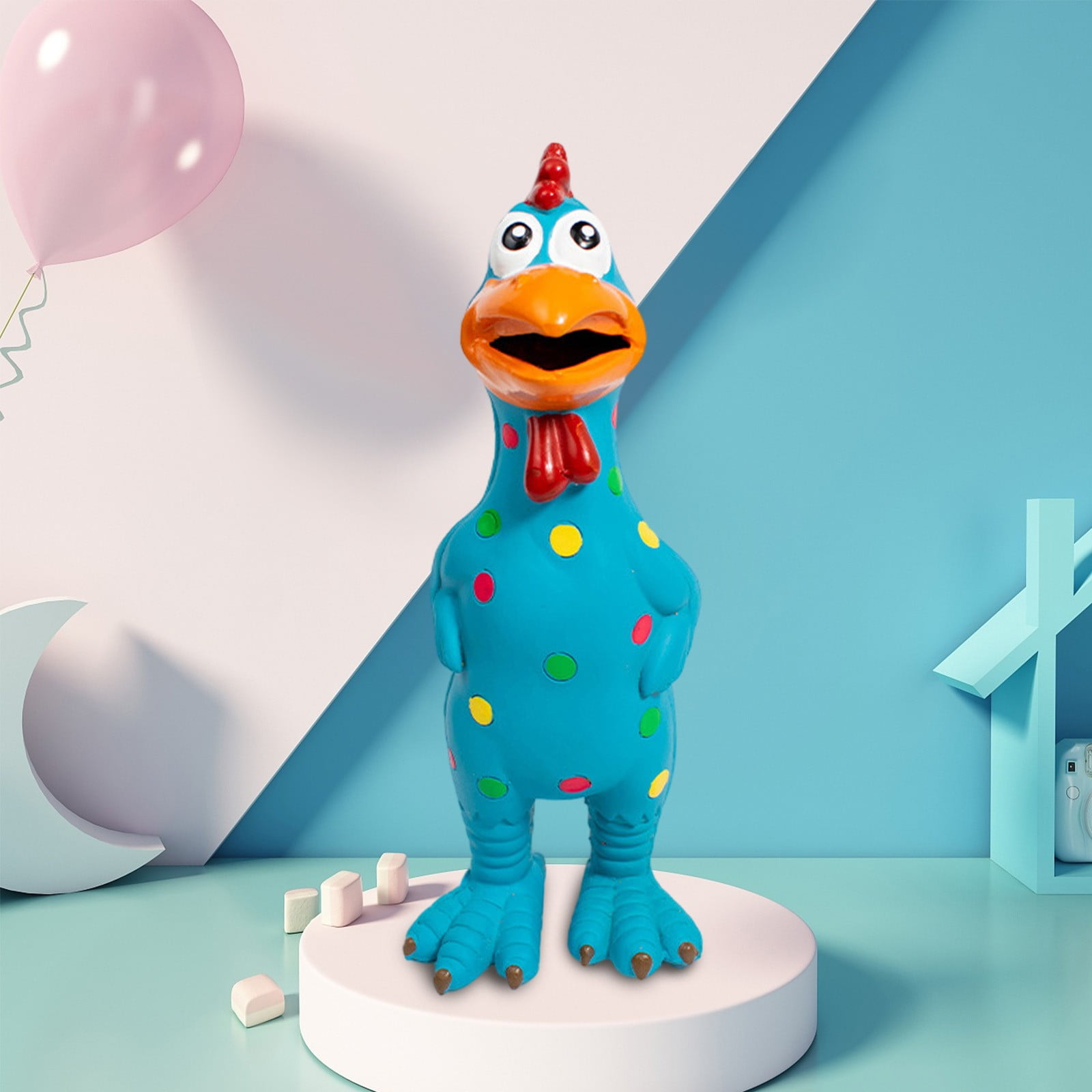 Blue rubber chicken dog toy cheap
