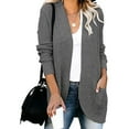 thumbnail image 1 of Augper Long Sleeve Cable Knit Long Cardigan for Women 2023 Fall Winter Chunky Open Front Button Sweaters with Pockets, 1 of 9