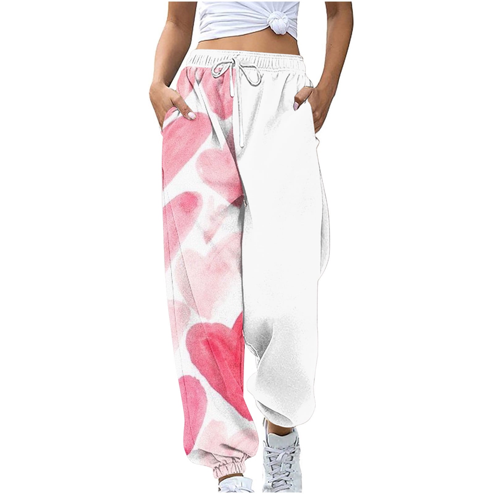 Augper Love Pickleball Print Loose Sweatpants for Women Elastic Waist Lounge Jogger Valentine s Day Trouser with Pockets Walmart