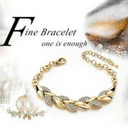 Augper Luxury Crystal Hand Chain for Wedding - Gold Leaf Bracelets for Elegant Style