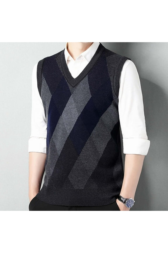 Man Fallow Pullover Casual Sweater Vest Fashion V-neck Woolen Sweater Sleeveless