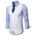 thumbnail image 1 of Augper Men Vest V-Neck Sleeveless Single-breasted Jacket Business Waistcoat, 1 of 5