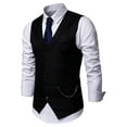 thumbnail image 1 of Augper Men Vest V-Neck Sleeveless Single-breasted Jacket Business Waistcoat, 1 of 5
