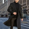 thumbnail image 1 of Augper Men's British Style Solid Long Coat Fashionable Warm Woolen Overcoat, 1 of 7
