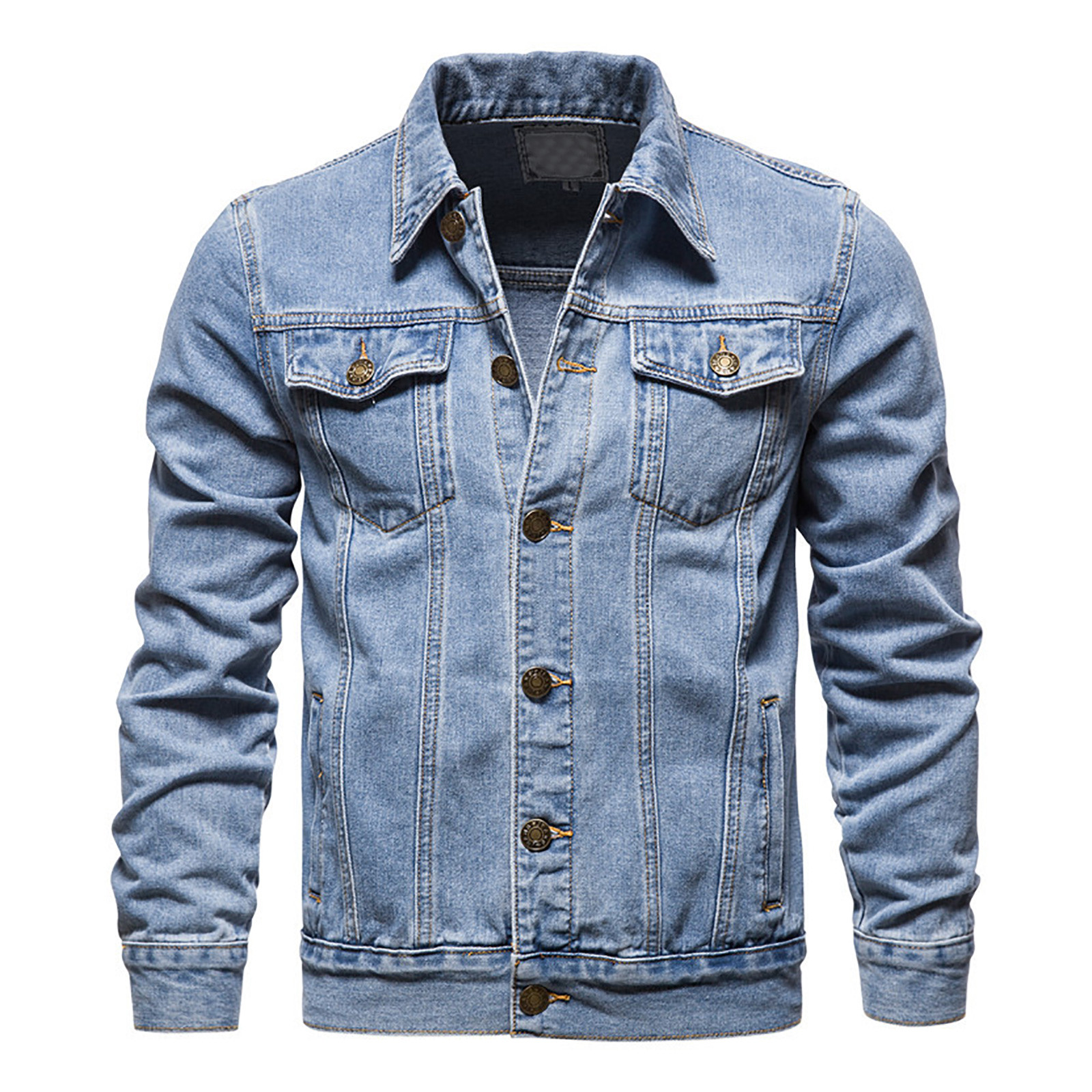 Augper Men's Fashion Casual Denim Jacket Outdoor Single-breasted Jacket ...