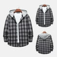 thumbnail image 1 of Augper Men's Fleece Flannel Shirt Jacket Zipper Casual Hooded Fake Two Loose Thicken Lattice Jacket Coats, 1 of 9