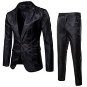 Augper Men’s Slim 2-Piece Suit Business Wedding Party Jacket Coat & Pants