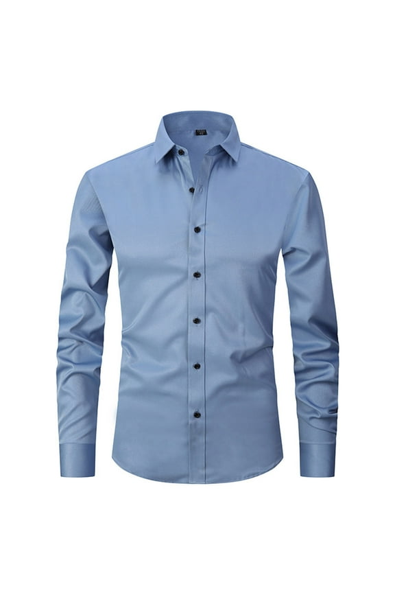 Men's Solid Oxford Shirt Long Sleeve Button Down Work Shirts with Pocket