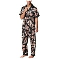 thumbnail image 1 of Augper Mens Silk Pajama Set, Short Sleeve Pjs Sets Sleepwear Button Down Loungewear with Long Pants, 1 of 3