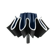 Augper Opposite Direction Folding Umbrella Reflective Stripe Windproof Fully Automatic Compact 10 Rib Travel Umbrella Diameter 41 Inch