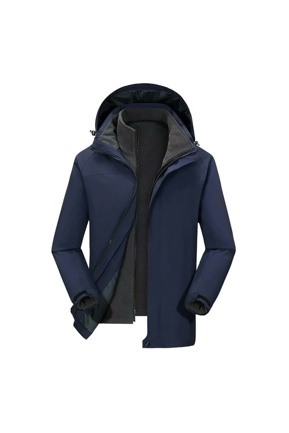 Outdoor Jacket for Men Women Plus Size Three-in-One Two-Piece Detachable Windproof Mountaineering Suit Insulated Winter Coat Ski Suit