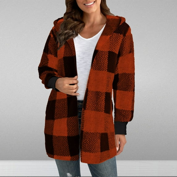 Augper Plaid Flannel Shirts for Women Casual Long Sleeve Button Down Shacket Jacket Fall Boyfriend Blouses Tops with Pockets