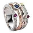thumbnail image 1 of Augper Shining Full Diamond Colorful Geometric Gemstones Women's Diamond Rings, 1 of 2