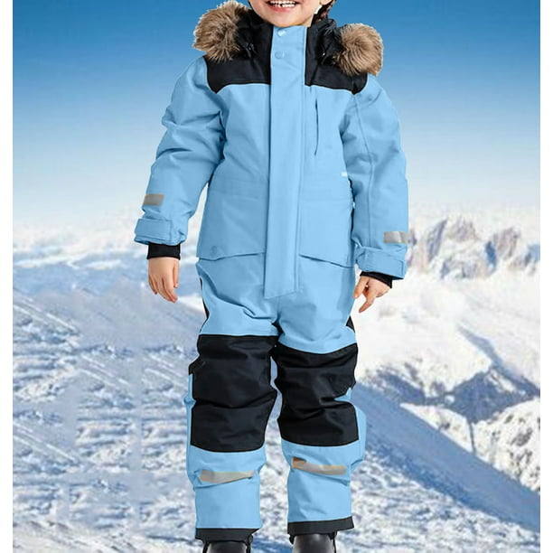 Augper Snow Suits for Girls Boys Waterproof Snowsuits Trendy Colorblock Ski Suits Jumpsuits Outdoor Winter Warm Jackets
