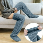 QIAKAA Augper Snuggs Cozy Socks, Fuzzy Leg Warmers Over The Knee Sleeping Socks,Teddy Leg Plush Warmth Long Slipper Stockings