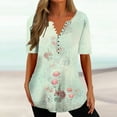 thumbnail image 1 of Augper Spring Tops for Women 2024 Fashion V-neck Print Casual Loose Short Sleeve Top Top/Shirt, 1 of 5