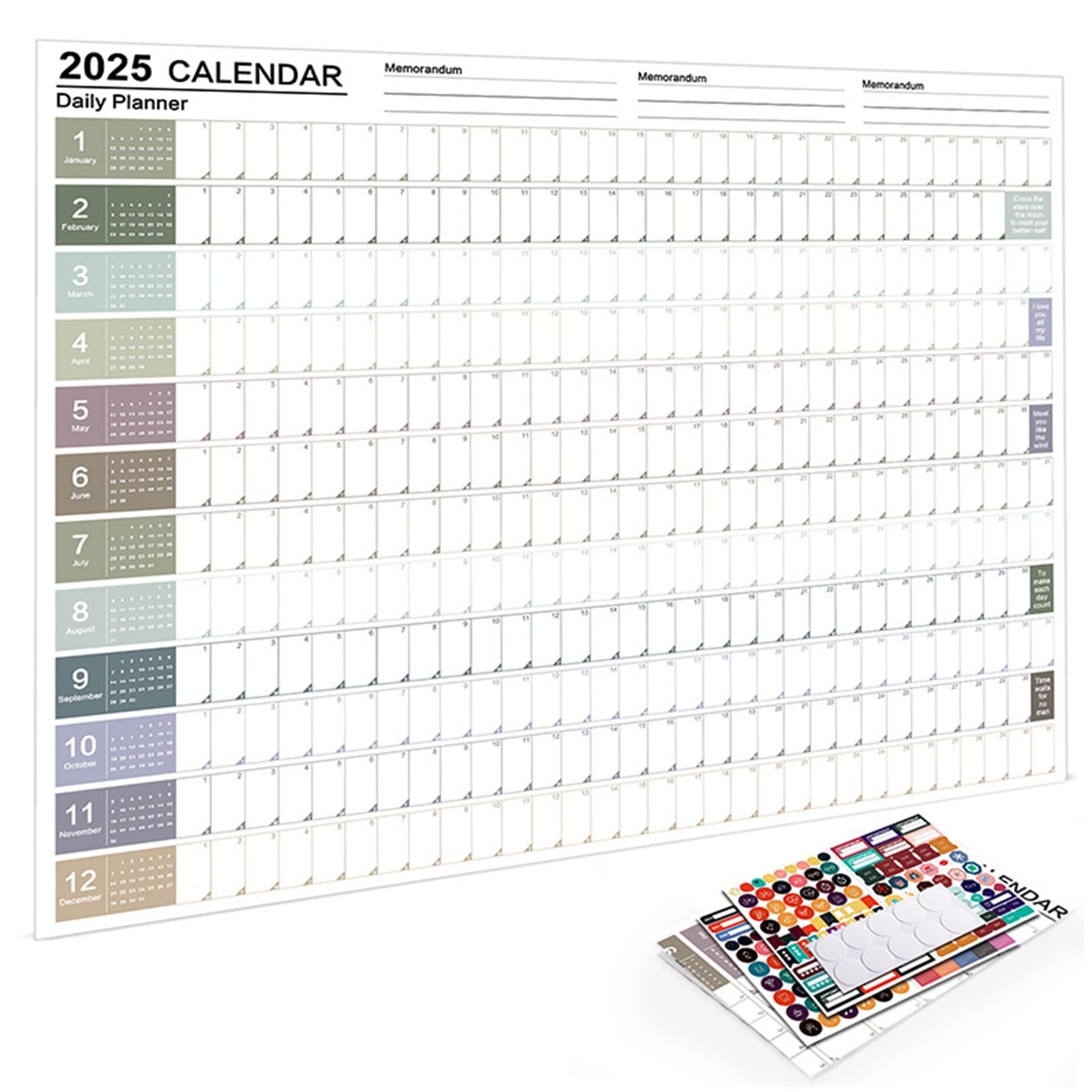 Augper The 2025 Planner's Giant Annual Poster Features 365 Large Boxes