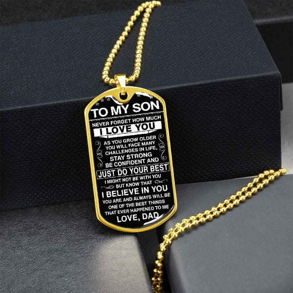 Augper To My Son - Never Forget How Much I Love You Fashion Stainless Steel Necklace Holiday Gifts For Son