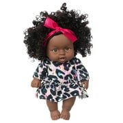 Augper Wholesale 8 Inch Black Baby's Day Gifts Dolls With Clothes A,frican Realistic Baby's Day Gifts Washable Gift For Kids Girls