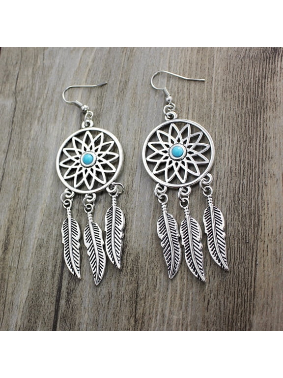 Wholesale Bohemian Style Retro Alloy Earrings - Indian Dreamcatcher Monkey Design