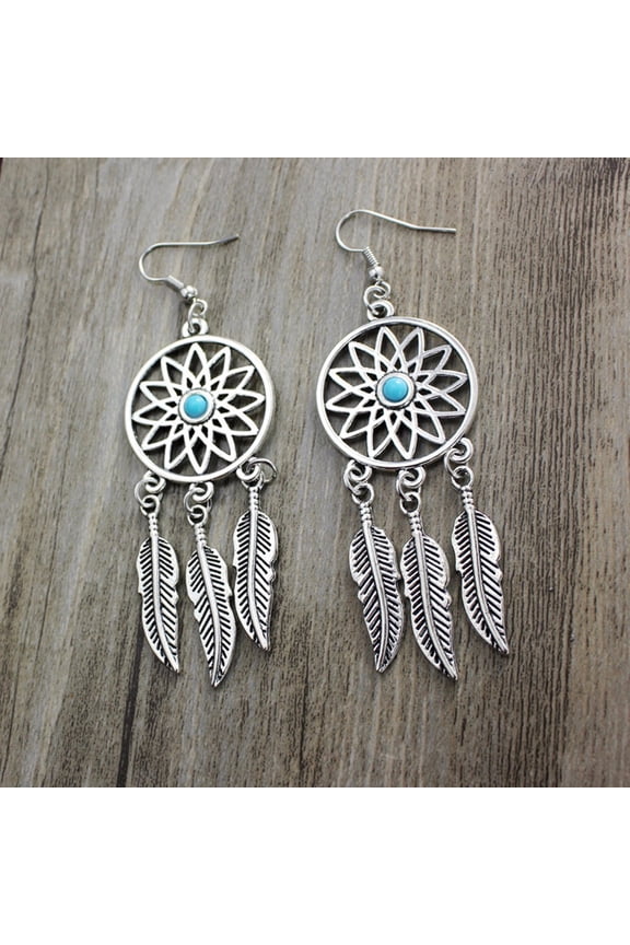 Wholesale Bohemian Style Retro Alloy Earrings - Indian Dreamcatcher Monkey Design