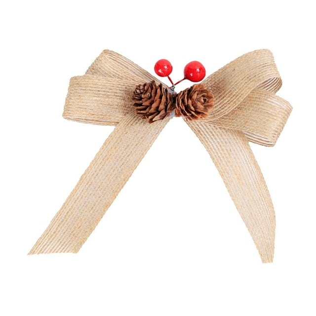 Augper Wholesaler Christmas Linen Bow Christmas Wreath Decoration Bow