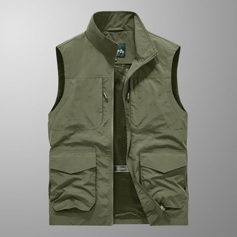 Augper Winter Fall Men s Quick drying Work Clothes Jacket Solid Color Stand up Collar Zipper Waistcoat Walmart