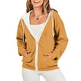 thumbnail image 1 of Augper Women Fashion Fleece Blouse Long Sleeve Tops Sweatshirt Pockets Drawstring Hoodied, 1 of 7