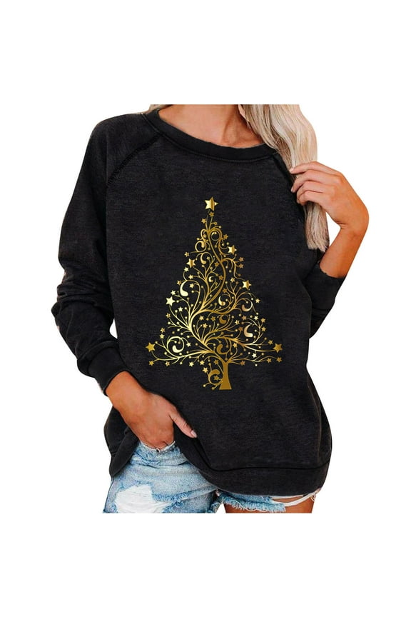 Women Long Sleeve T Shirts, Christmas Fall Clothing Cute Gnomes Pumpkin Pullovers Casual Loose Round Neck Tees Top