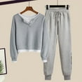 thumbnail image 1 of Augper Women Long Sleeved V-neck Sweater Plus Pants Sweater Set With Buttons With Pockets Suit, 1 of 7