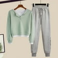 thumbnail image 1 of Augper Women Long Sleeved V-neck Sweater Plus Pants Sweater Set With Buttons With Pockets Suit, 1 of 6