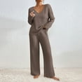 thumbnail image 1 of Augper Women's 2023 Fall Sweater Set 2 Piece Outfits Cable Knit Chunky Crew Neck Pullover Top Pants Loungewear, 1 of 8