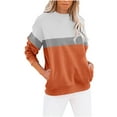 thumbnail image 1 of Augper Women's Color Block Tops Casual Long Sleeve Tunic Round Neck Pullover Shirts, 1 of 4