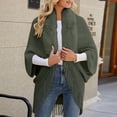 thumbnail image 1 of Augper Women's Fashion Knitted Cape Coat With Plus Fleece Collar Warm Fringe Shawl, 1 of 6