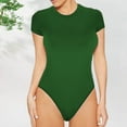 thumbnail image 1 of Augper Women's Fashion Underwear Casual Round Neck Bodysuit Solid Color Sexy Short Sleeve T-shirt, 1 of 6