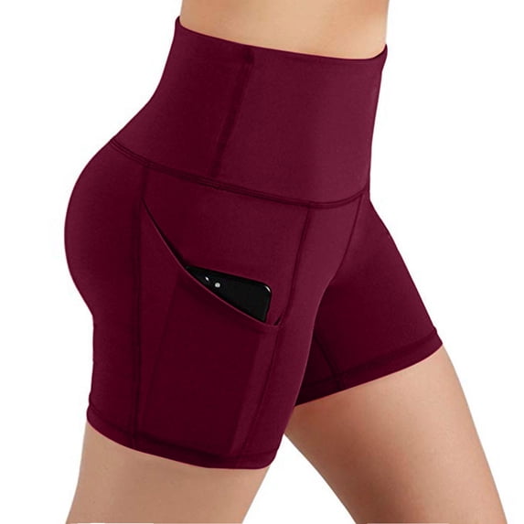 Augper Women's High Waist Bike Shorts - Athletic Workout Tummy Control Stretch Running Yoga Pants