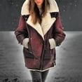 thumbnail image 1 of Augper Women's Pea Coat Faux Suede Mid-length Jacket Zip Up Winter Warm Overcoat with Detachable Fur Collar, 1 of 7