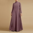 thumbnail image 1 of Augper Women's Plus Size Casual Dress High Collar Solid Color Long Sleeve Winter Fall Basic Casual Maxi Long Dress Daily Vacation Dress, 1 of 6