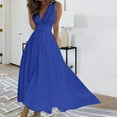 thumbnail image 1 of Augper Women's Spring/Summer Sleeveless Color V-Neck Wrapped Chest Dress Long Dress, 1 of 5
