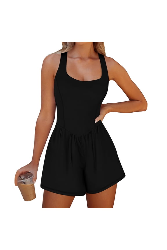 Women's Workout Romper Running Onesie Short Athletic Jumpsuits Casual Summer Outfits Gym Yoga Clothes