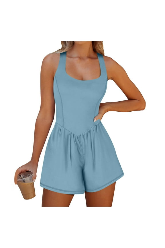 Women's Workout Romper Running Onesie Short Athletic Jumpsuits Casual Summer Outfits Gym Yoga Clothes