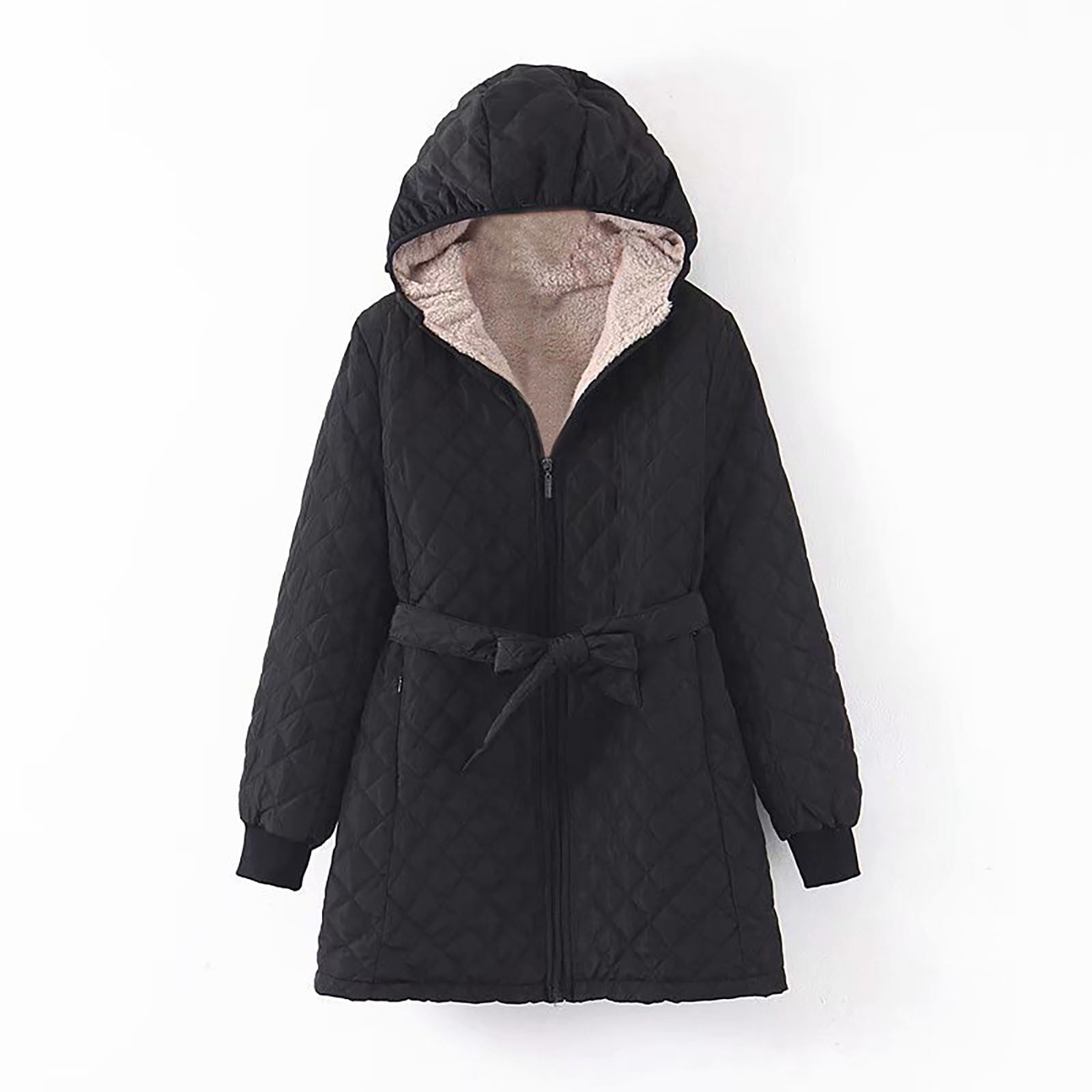 Augper Womens Hooded Warm Winter Coats with Faux Fur Lined Outerwear Puffer Quilted Thicken