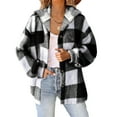 thumbnail image 1 of Augper Womens Plaid Shacket Jacket Long Sleeve Button Down Fleece Hooded Jackets Warm Coat, 1 of 7