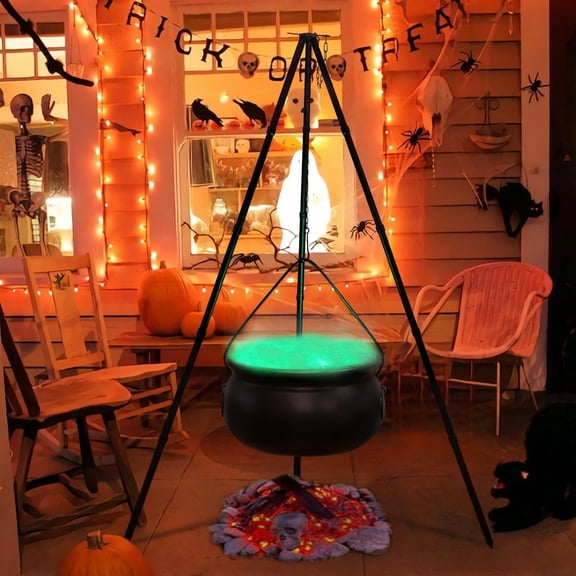 Augper wholesale Holiday Decorations Outdoor - Large Cauldron Holiday Decor On Tripod With Timer Lights - Plastic Cauldron Witch Holiday Decorations For Porch Yard