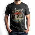 thumbnail image 1 of August 1980 All Original Parts T-Shirt, Retro Birthday Shirt for Men, Perfect Gift for August Birthday, 1 of 4