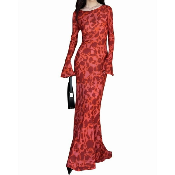 August 1997 womens  Silk-Blend Maxi Dress, 6