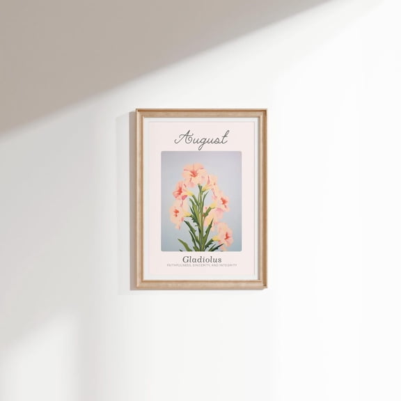 August Birth Flower Print, Gladiolus Botanical Art Home Decor #2468, Unframed Canvas Size 24x36