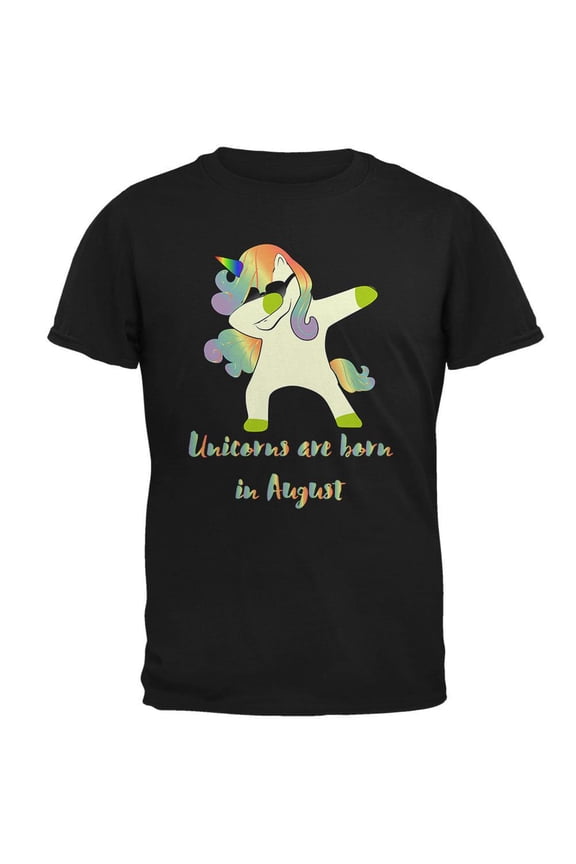August Birthday Dabbing Unicorn Sunglasses Mens T Shirt Black X-LG