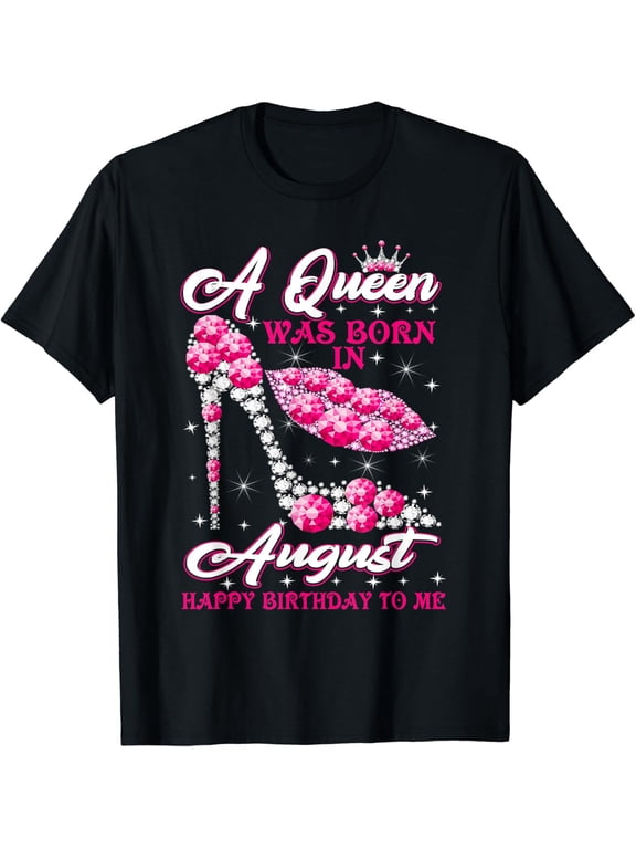 August Birthday Party Diamond Kiss High Heel Graphic T-Shirt